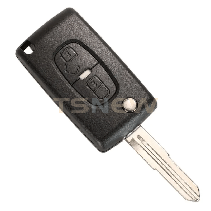 2 Buttons No Logo Folding Key Shell For Peugeot With Right Serrated Key Blank