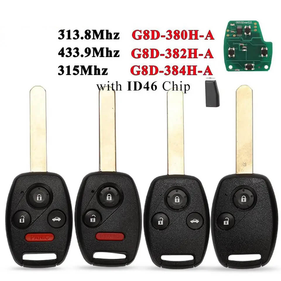 2/3/4 Button Remote Car Key Ceramic ID46 Chip 313.8/315/433MHz For Honda