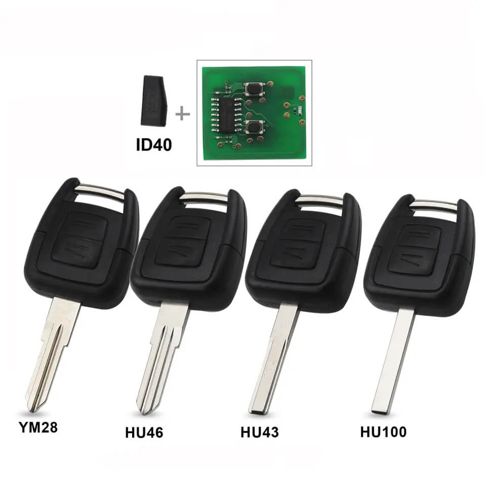 2 Buttons Straight Remote Car Key ID40 Chip 433MHz Delphi For Opel Vauxhall