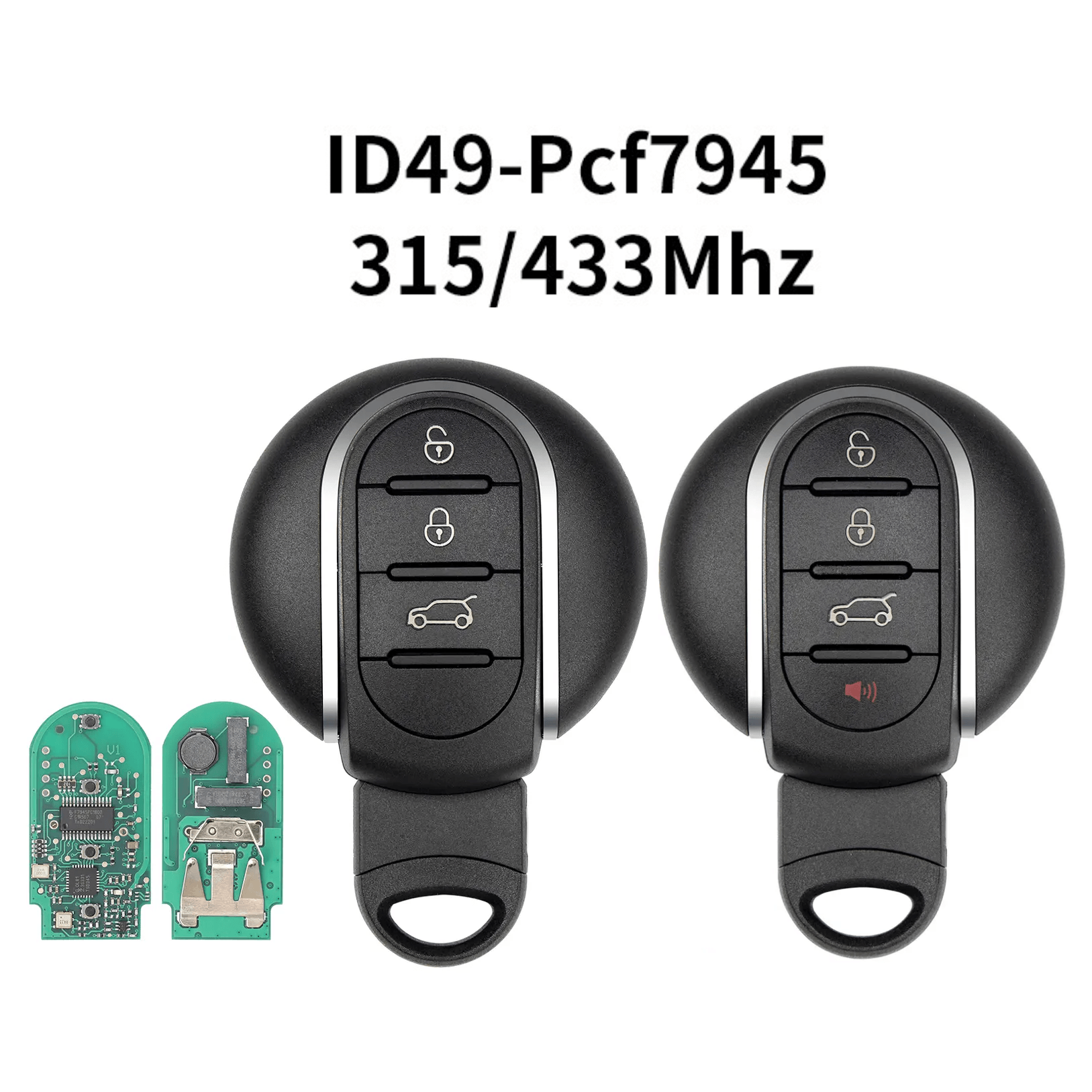 New Remote Car Key Fob 315MHz 433MHz ID49 PCF7945 Transponder Chip For Mini BMW（No Chip Slot ）