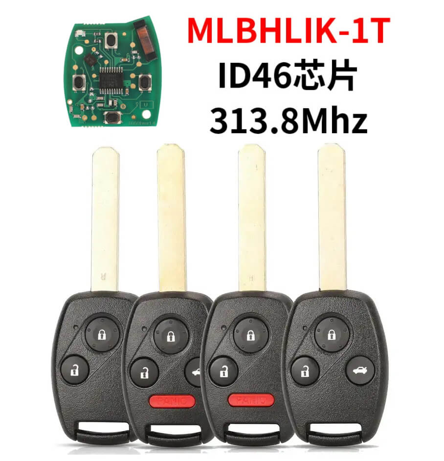 2/3/4 Button Remote Key ID46 Chip 313.8MHz MLBHLIK-1T For Honda