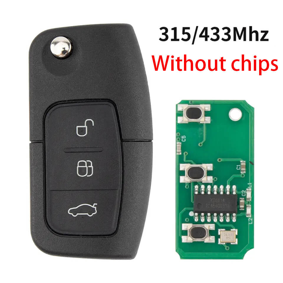 3 Button Flip Remote Car Key 315/433MHz No Chip For Ford Pig Kidney Shape