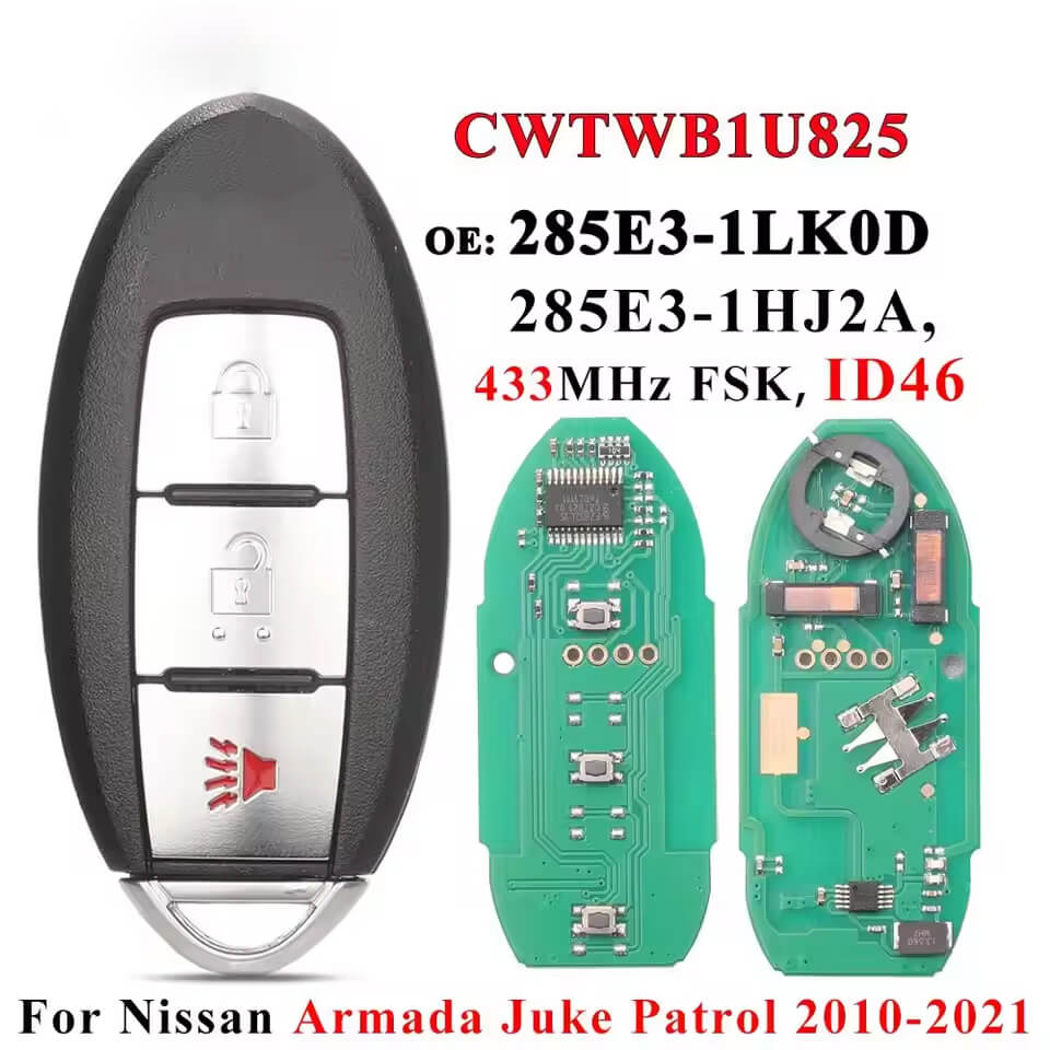 2009-2020 Nissan Cube / Armada / 3-Button Smart Key / PN: 285E3-1LK0D / CWTWB1U773 / CWTWB1U825 (AFTERMARKET)