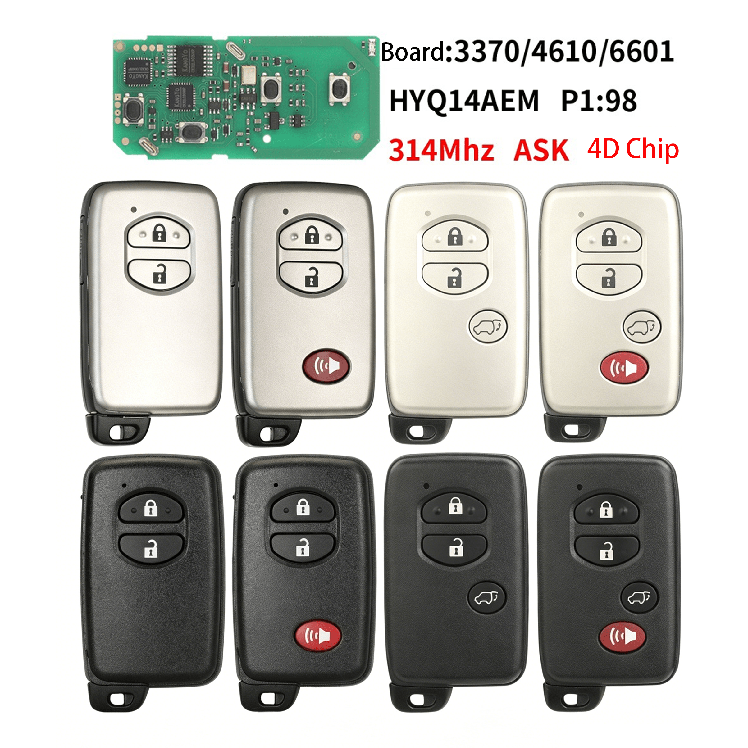 Remote Car Key Fob 314MHz FCC HYQ14AEM 3370 4610 6601 For Toyota RAV4