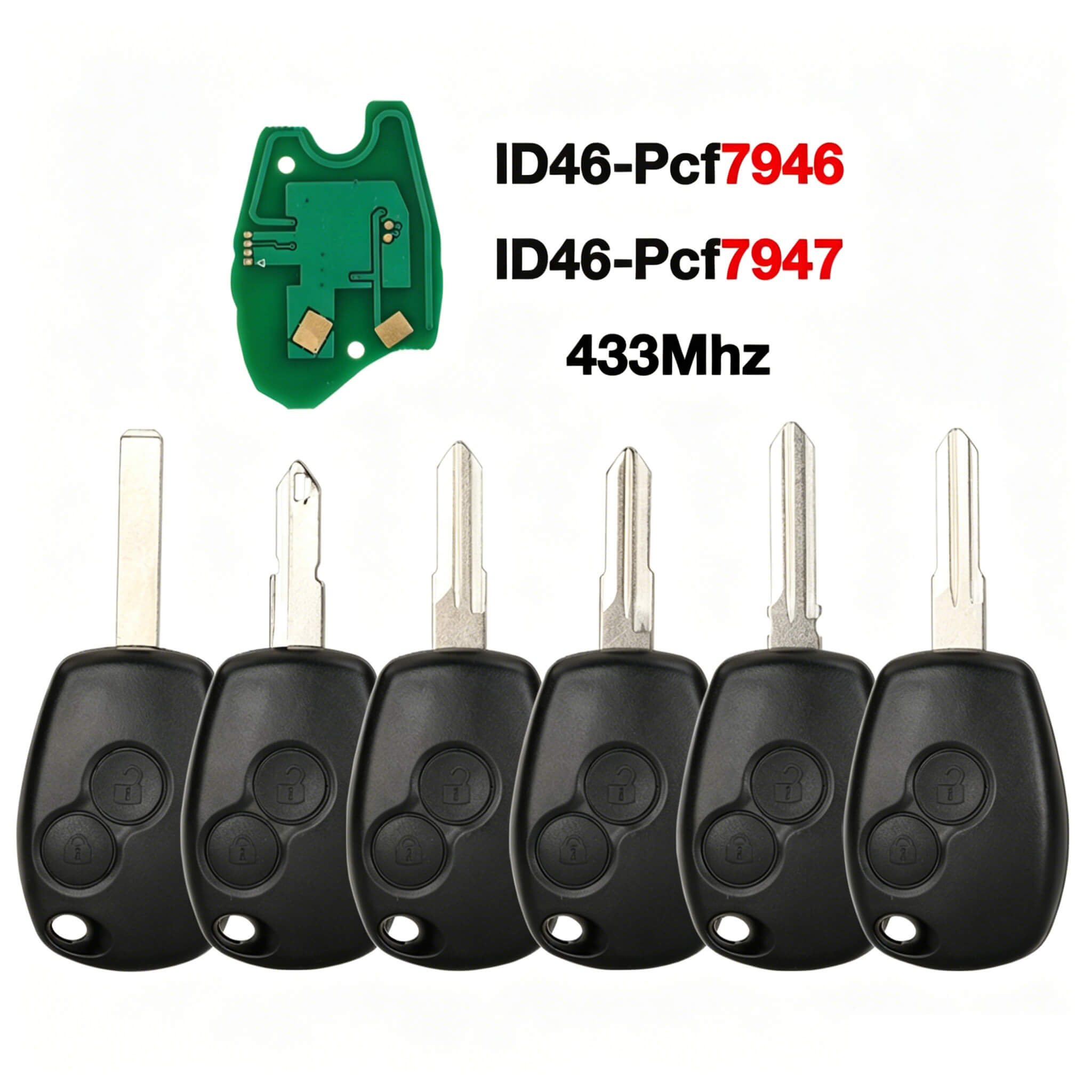 2 Button Remote Car Key 433MHz ID46 PCF7946/47 Chip For Renault
