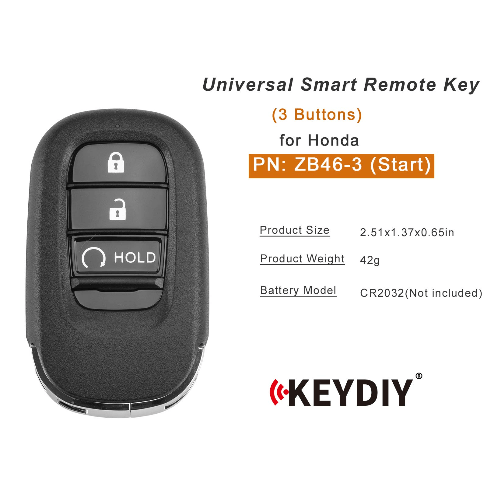 KEYDIY KD ZB46-3 (Start) Smart Remote Key for Honda Type 3 Buttons