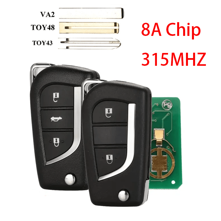 2/3 Buttons Flip Remote Car Key Fob 315MHz 8A Transponder Chip For Toyota