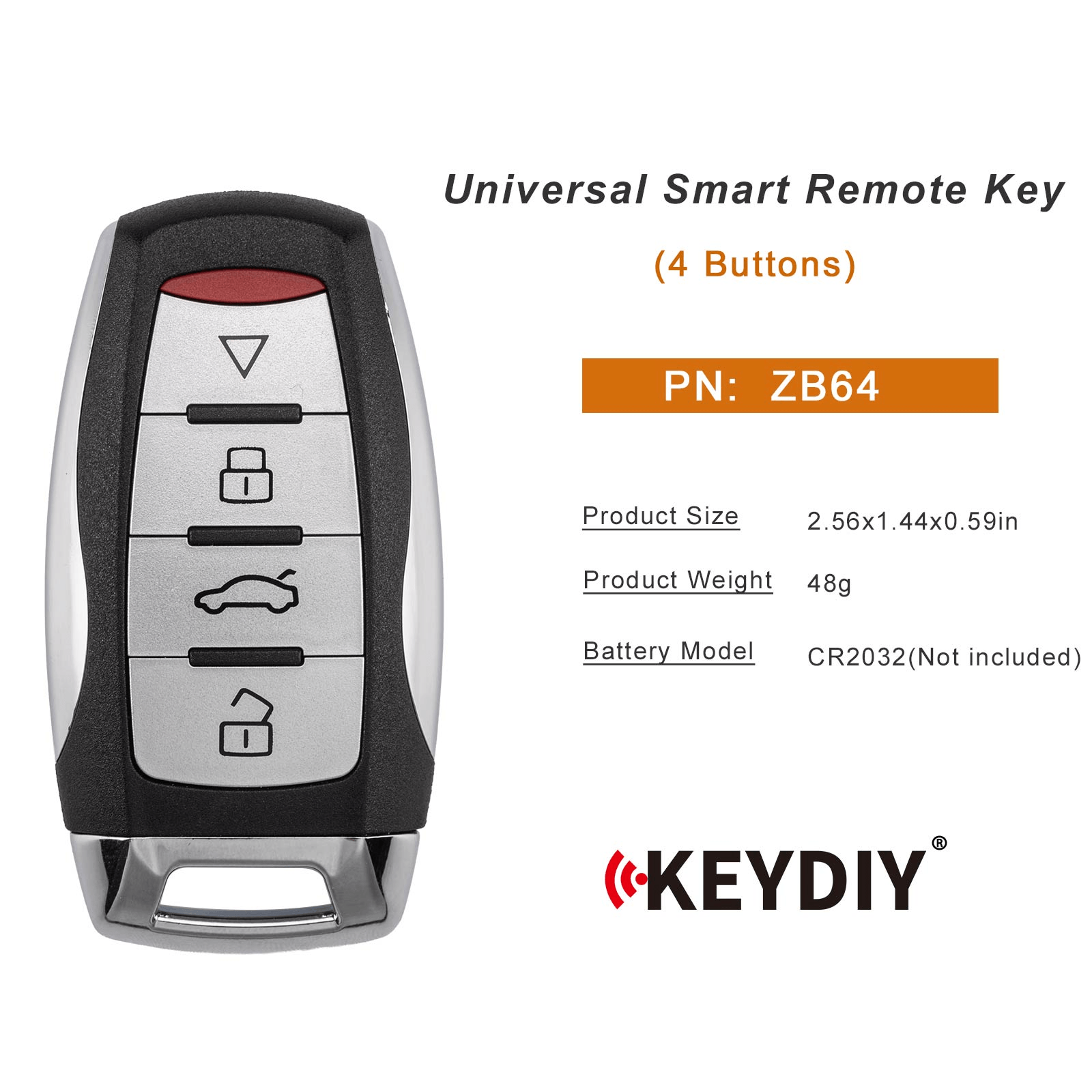 KEYDIY KD ZB64 Smart Remote Key 4 Buttons