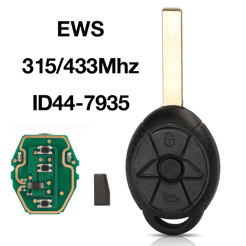 2 Buttons Remote Car Key Fob 315/433MHz ID44 PCF7935 Transponder Chip For BMW Mini EWS System
