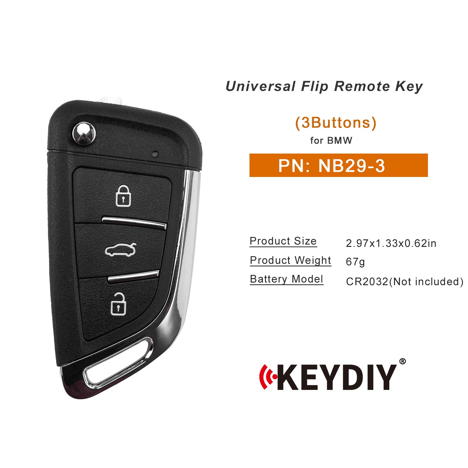 KEYDIY KD NB29-3 PCF Flip Remote Key for BMW Type 3 Buttons