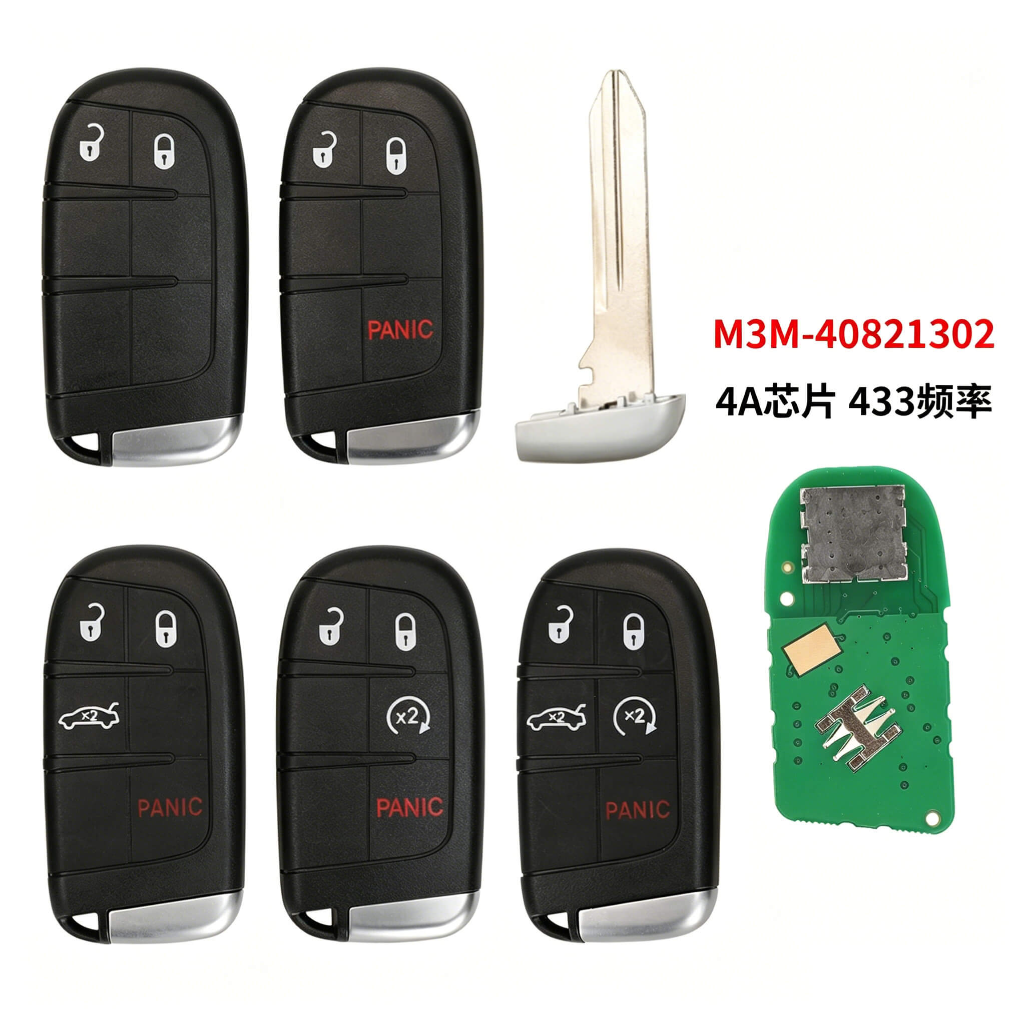 Smart Remote Car Key 4A Chip 433MHz M3M-40821302 For Dodge Chrysler
