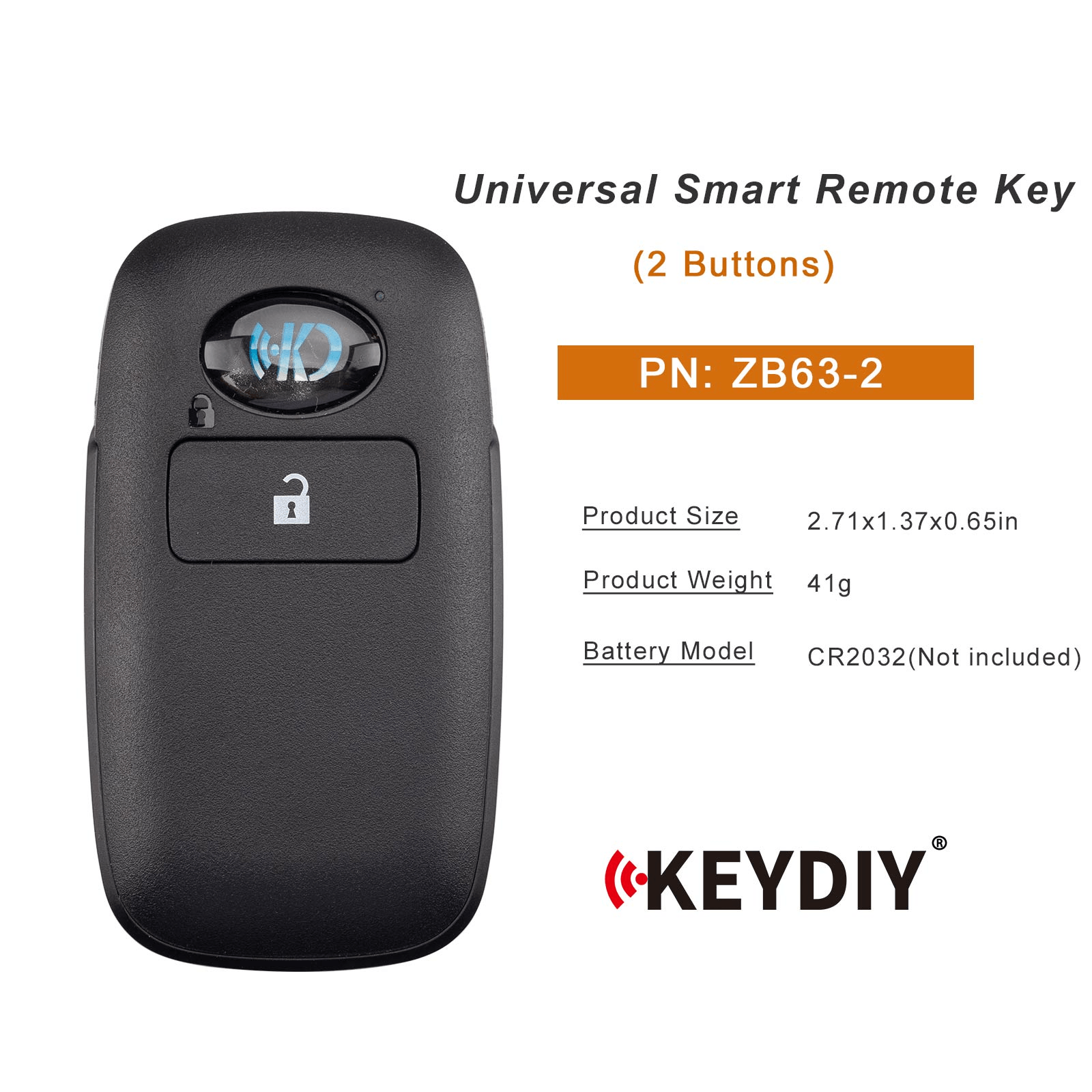 KEYDIY KD ZB63-2 Smart Remote Key 2 Buttons