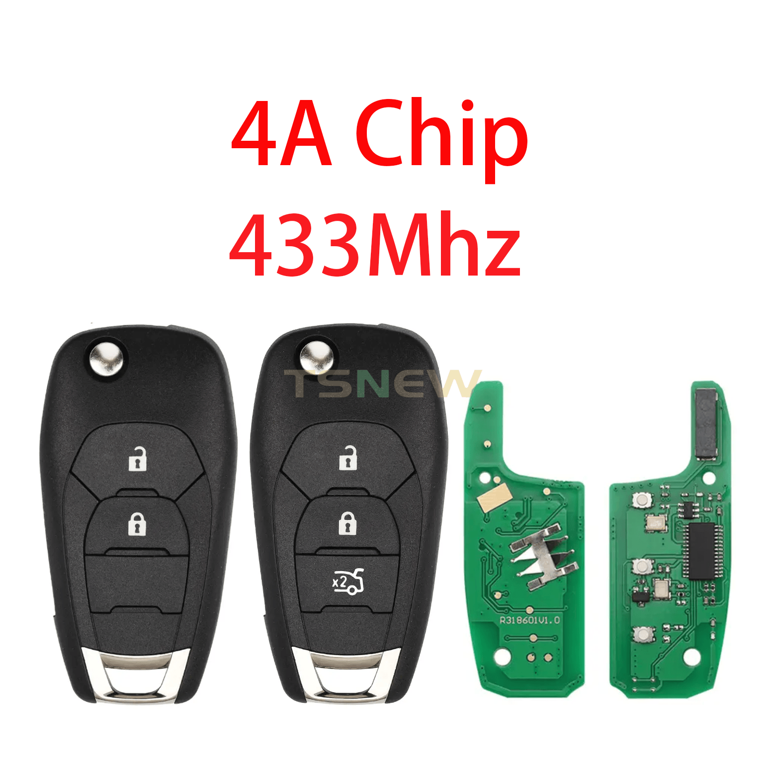2/3 Button Flip Remote Car Key For Chevrolet 433MHz ID4A Chip With Rear Round Groove