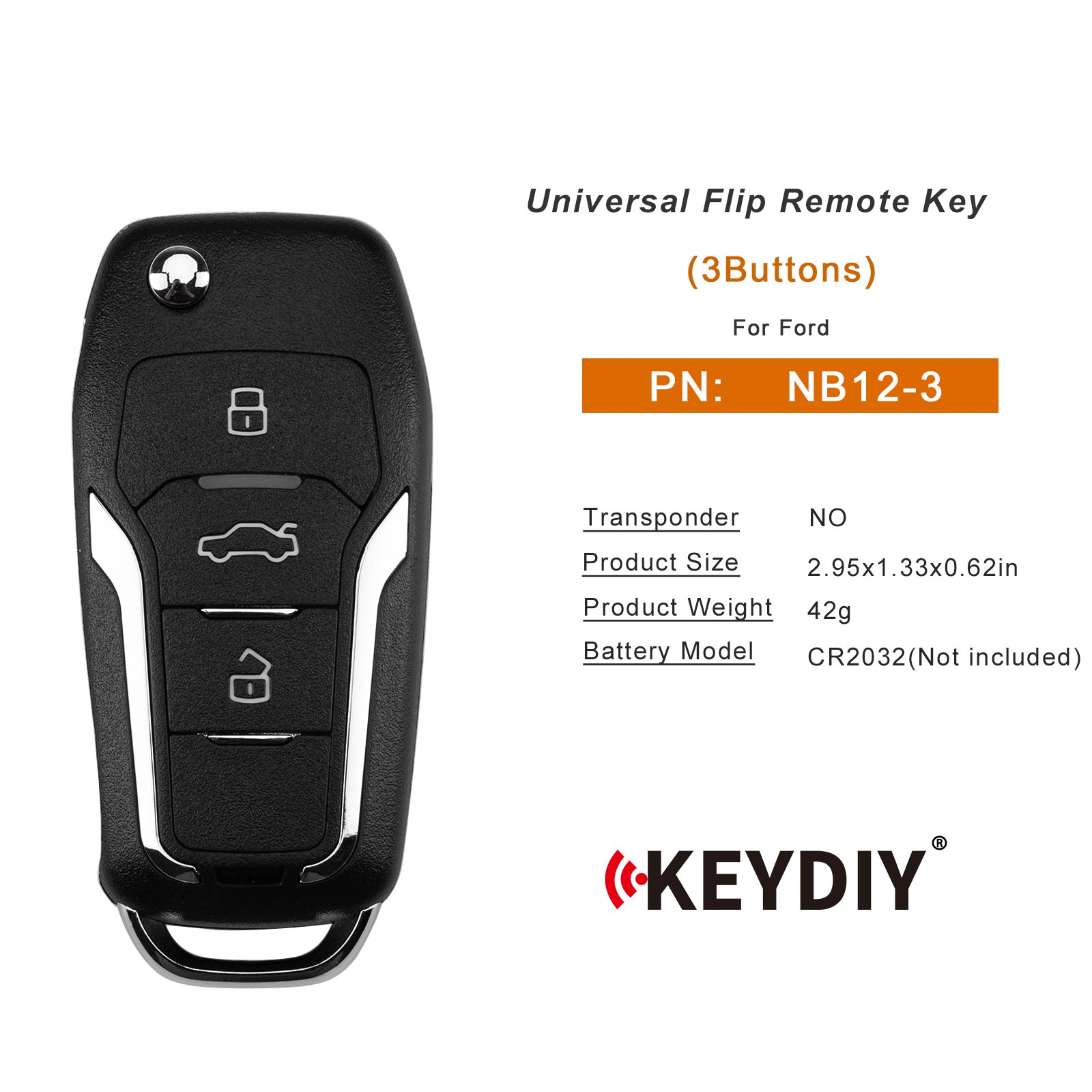 KEYDIY KD NB12-3 Flip Remote Key for Ford Type 3 Buttons