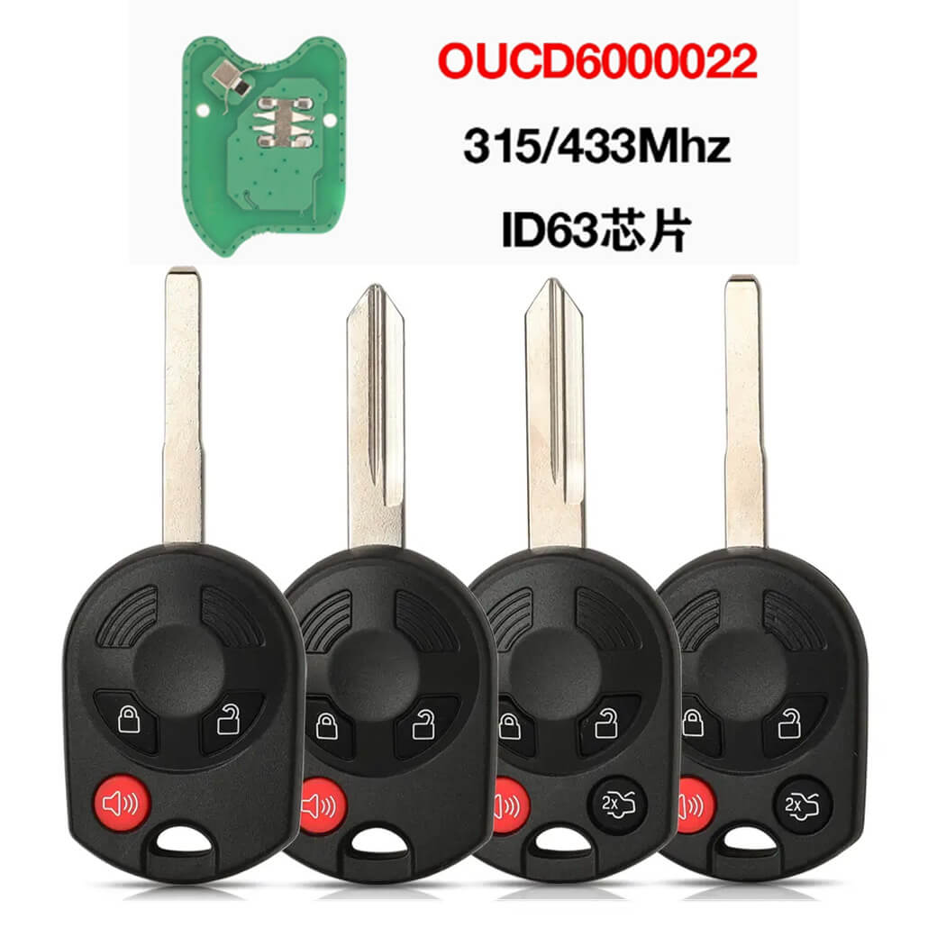 3/4 Button Straight Remote Car Key OUCD6000022 315MHz ID63 Chip For Ford
