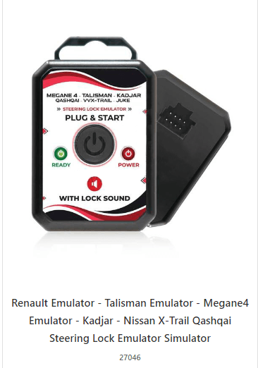 Renault Emulator - Talisman Emulator - Megane4 Emulator - Kadjar - Nissan X-Trail Qashqai Steering Lock Emulator Simulator