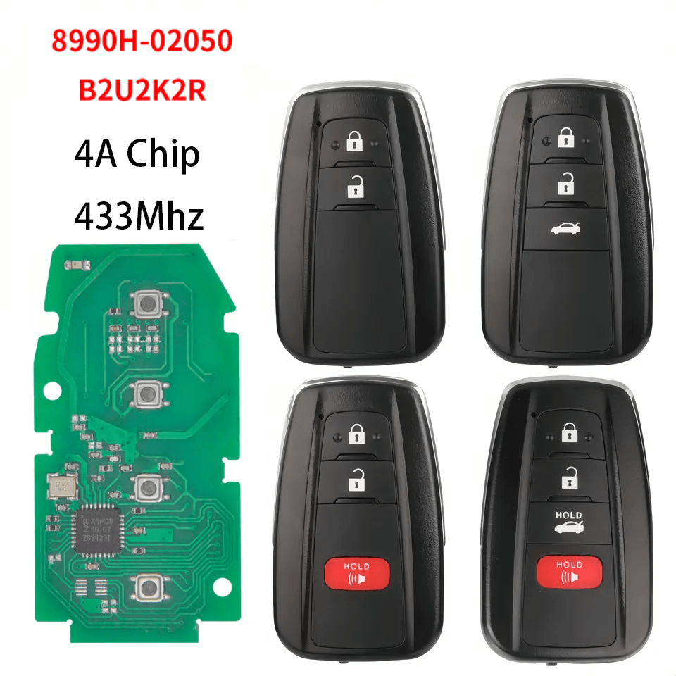 2/3/4 Buttons Smart Remote Car Key Fob 433MHz 4A Transponder Chip FCC B2U2K2R For Toyota Corolla