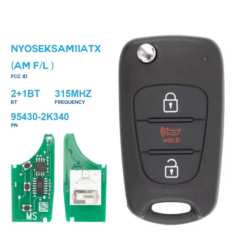 2010-2013 Kia Soul / 3-Button Flip Key / PN: 95430-2K340 NYOSEKSAM11ATX (AM F/L) (AFTERMARKET)