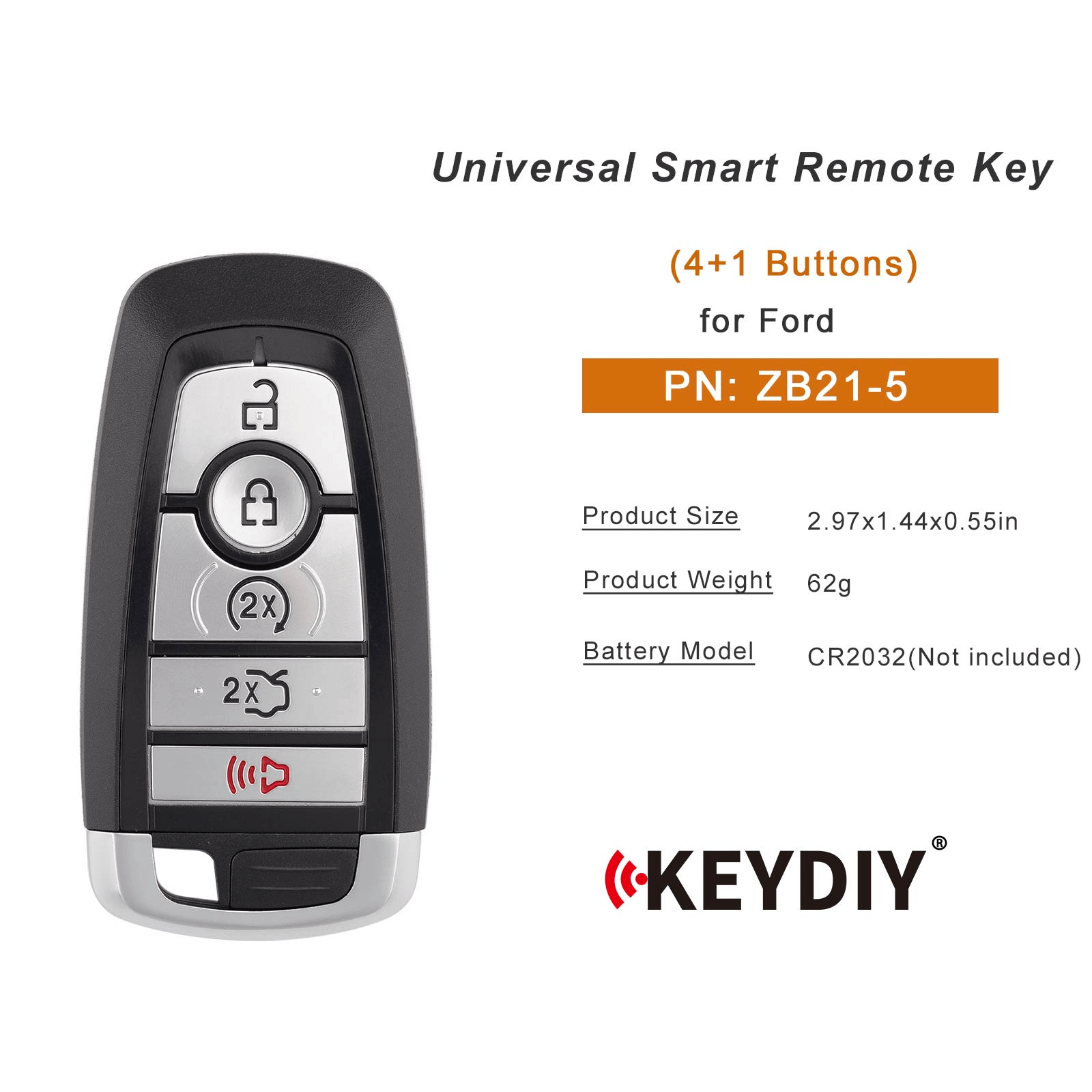 KEYDIY KD ZB21-5 Smart Remote Key for Ford Type 4+1 Buttons