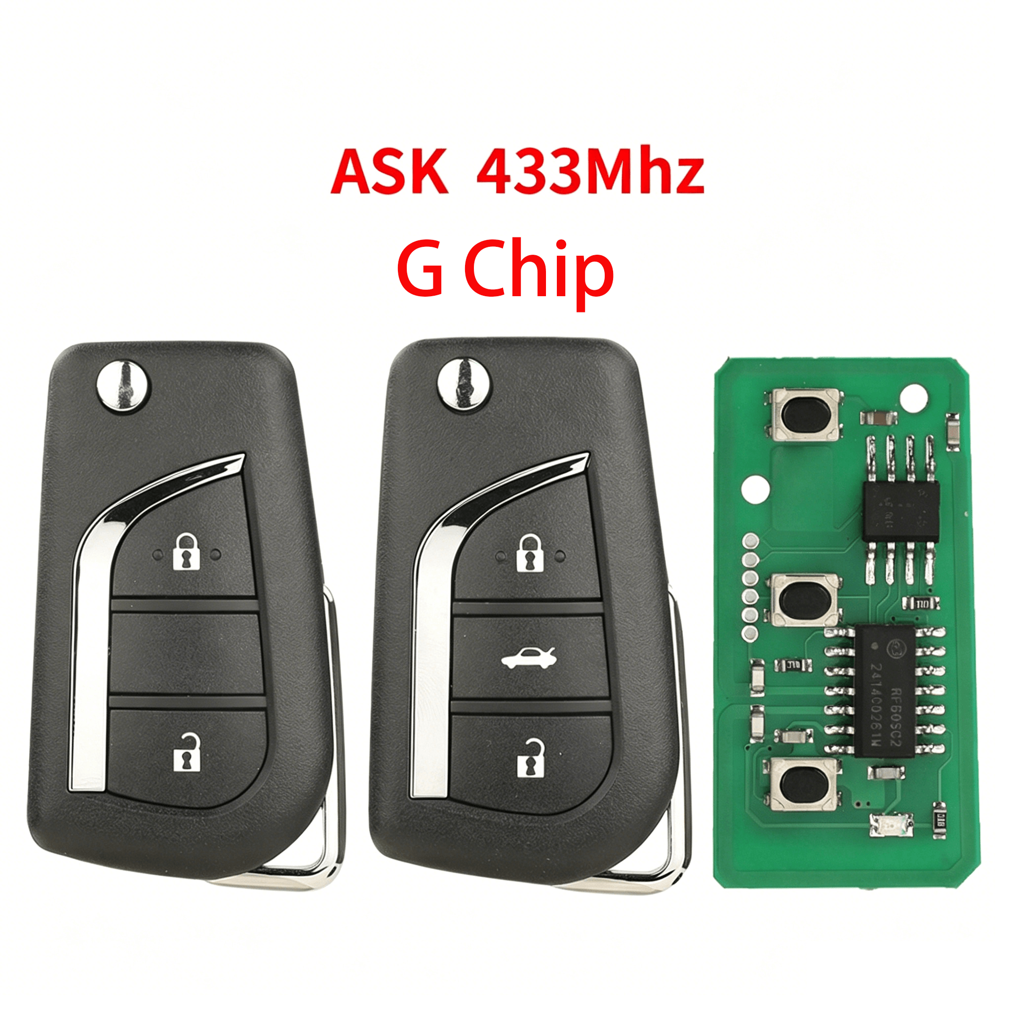 2/3 Buttons Remote Car Key 433MHz ASK G Transponder Chip For Toyota Aygo Britain Version