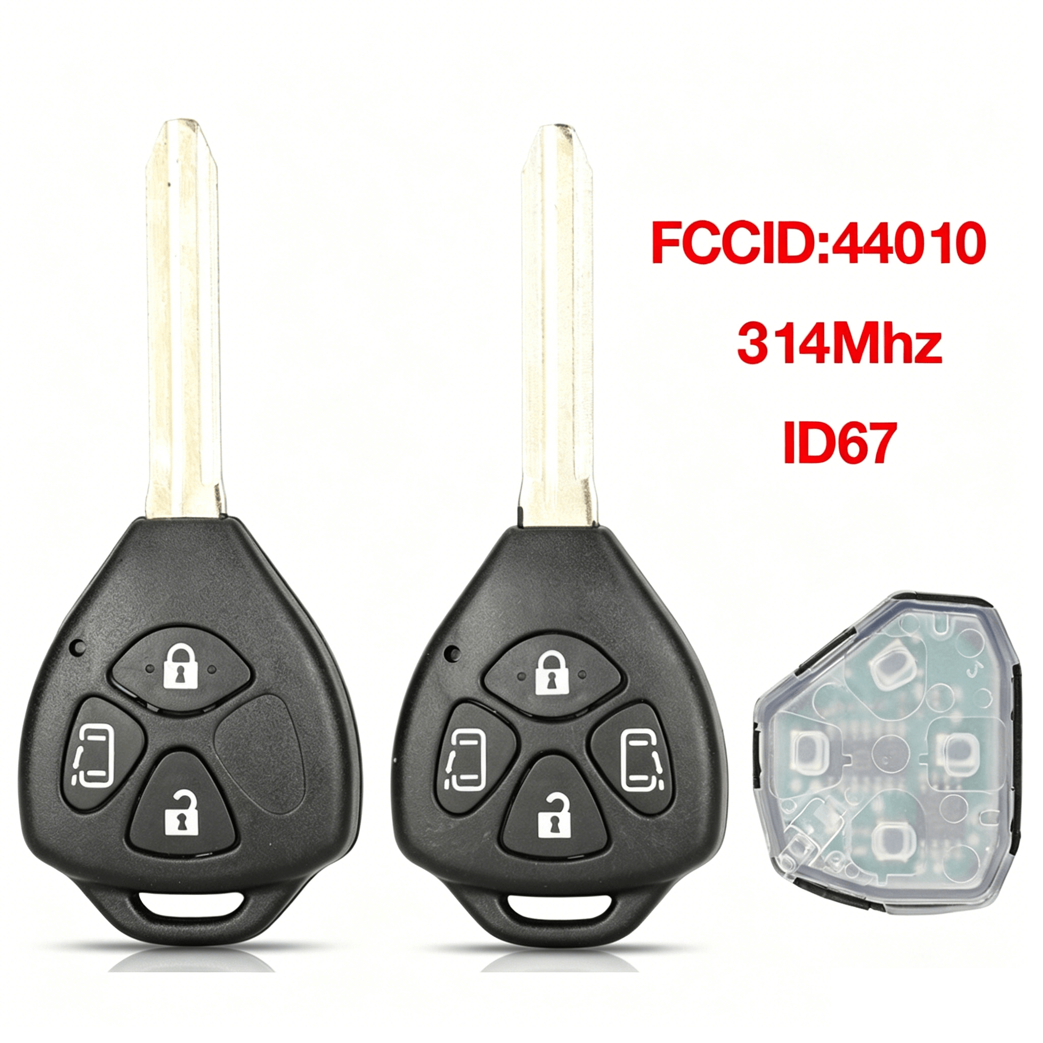 3/4 Buttons Straight Remote Car Key Fob 314.3MHz 4D67 Transponder Chip FCC ID 44010 For Toyota Alphard
