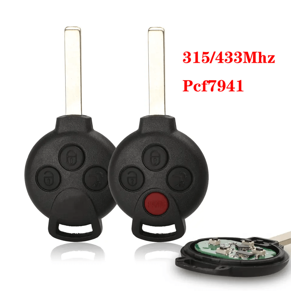 3/4 Buttons Remote Car Key Fob 315/433MHz PCF7941 Transponder Chip For Smart Mercedes-Benz