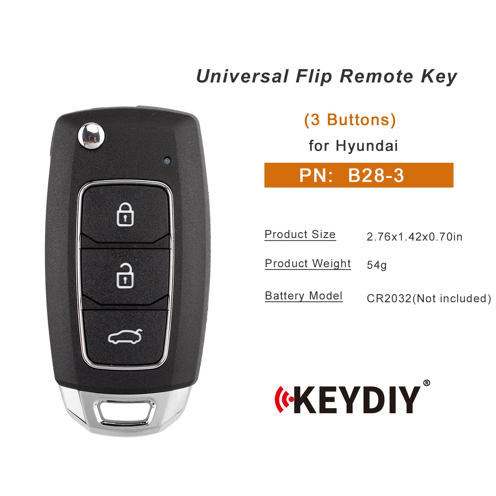KEYDIY KD B28-3 Flip Remote Key for Hyundai Type 3 Buttons