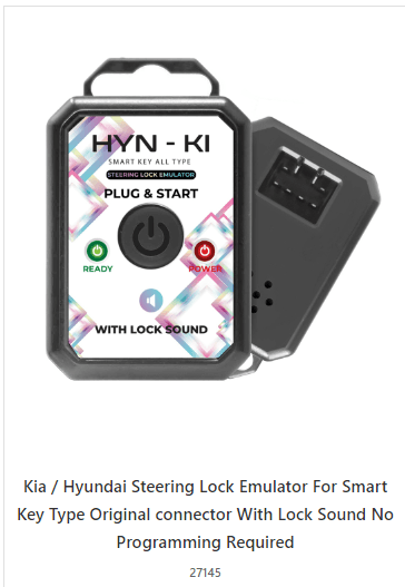 Kia / Hyundai Steering Lock Emulator For Smart Key Type Original connector With Lock Sound No Programming Required