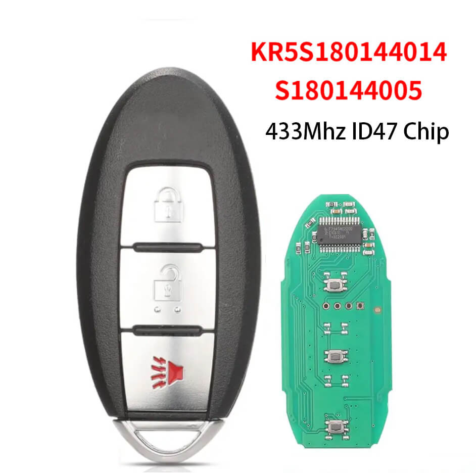 3 Button Remote Key ID47 Chip 433MHz S180144005 For Nissan