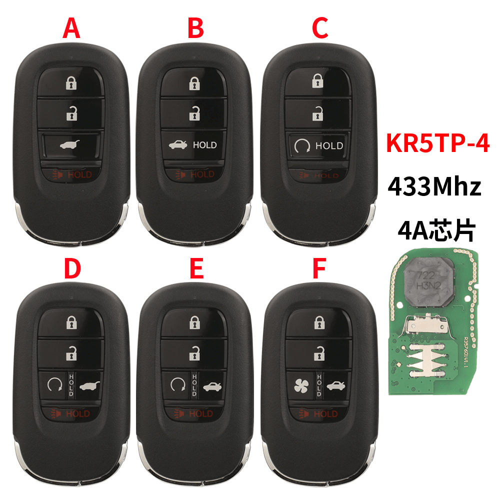 Remote Key 433MHz 4A Chip KR5TP-4 For New Honda Accord Civic CRV