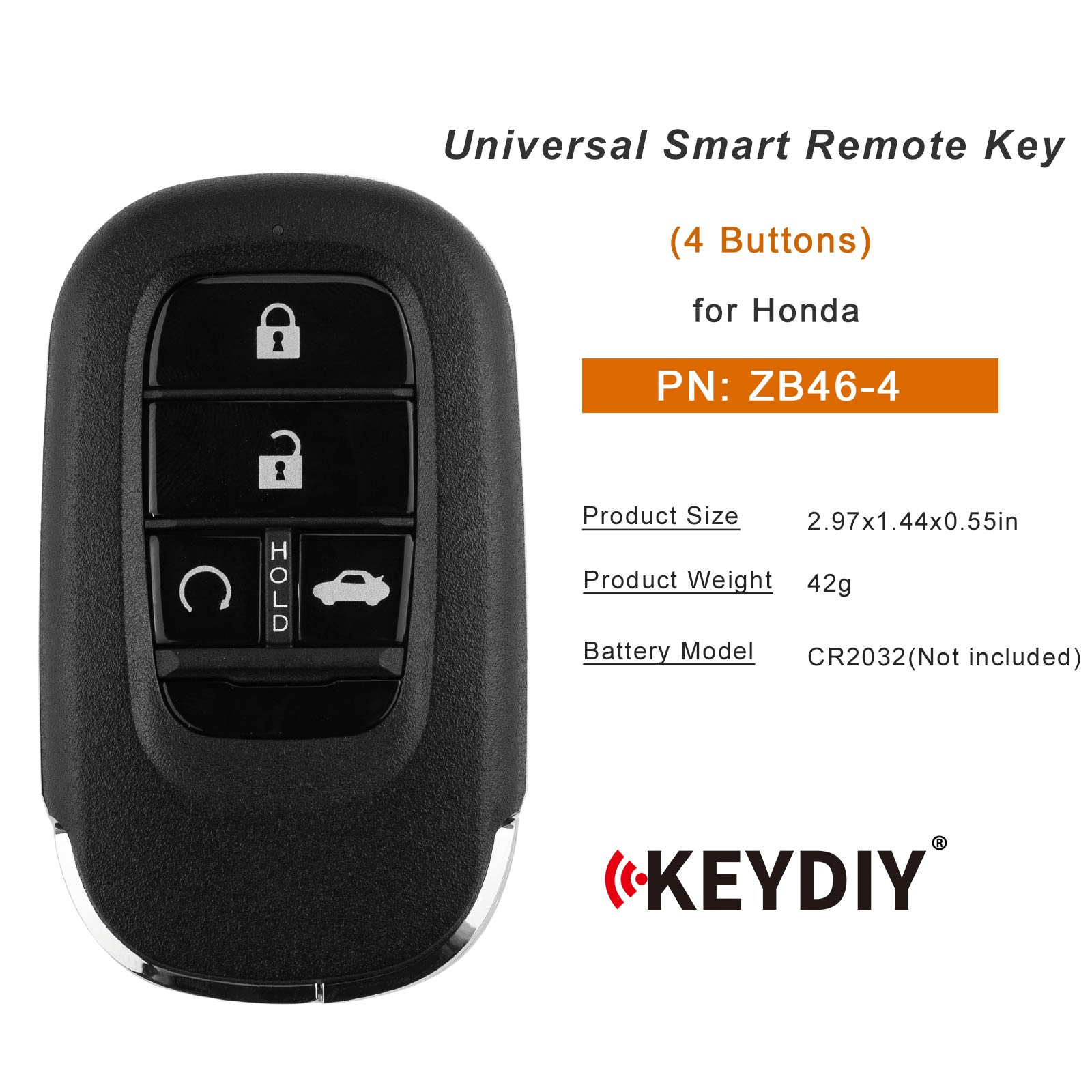 KEYDIY KD ZB46-4 (Start) Smart Remote Key for Honda Type 4 Buttons