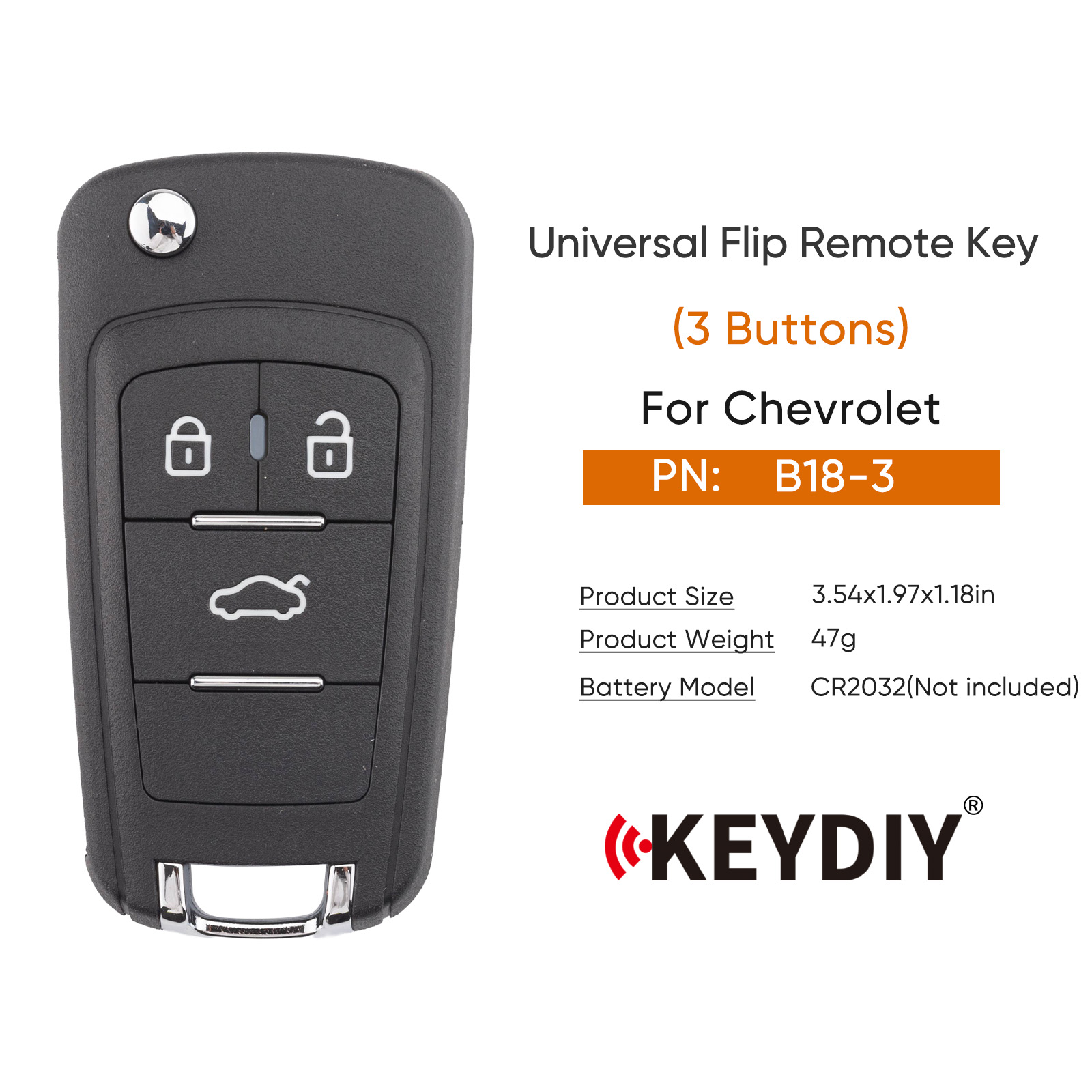 KEYDIY KD B18-3 Flip Remote Key for Chevrolet Type 3 Buttons