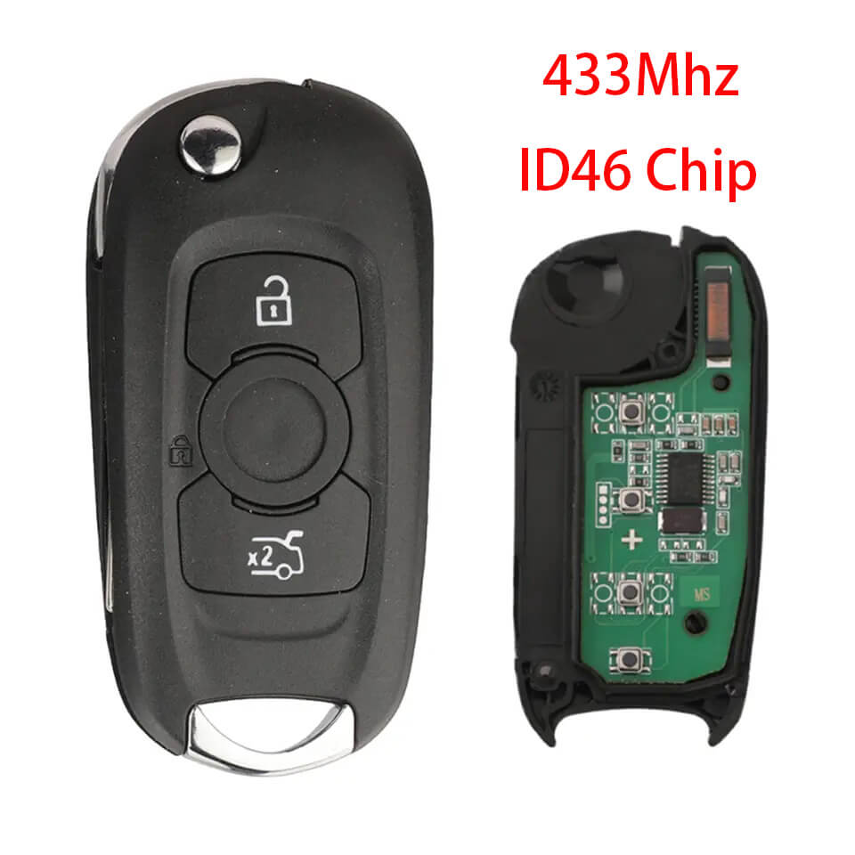 3 Button Flip Remote Car Key 433MHz ID46 Chip For Opel Buick
