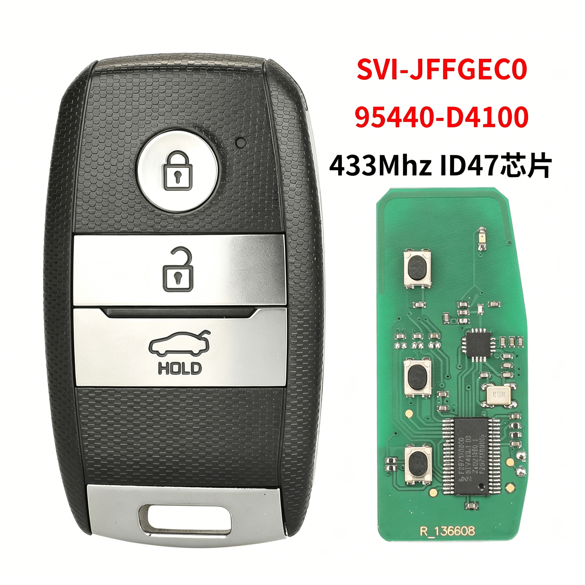 3 Buttons Smart Remote Car Key Fob, 433mhz With Id47 Chip, 95440-d4100 For Kia Optima