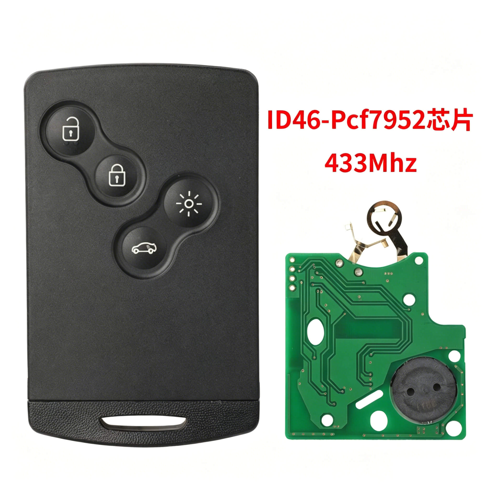 4 Button Smart Car Remote Key 433MHz ID46 PCF7952 Chip For Renault Megane