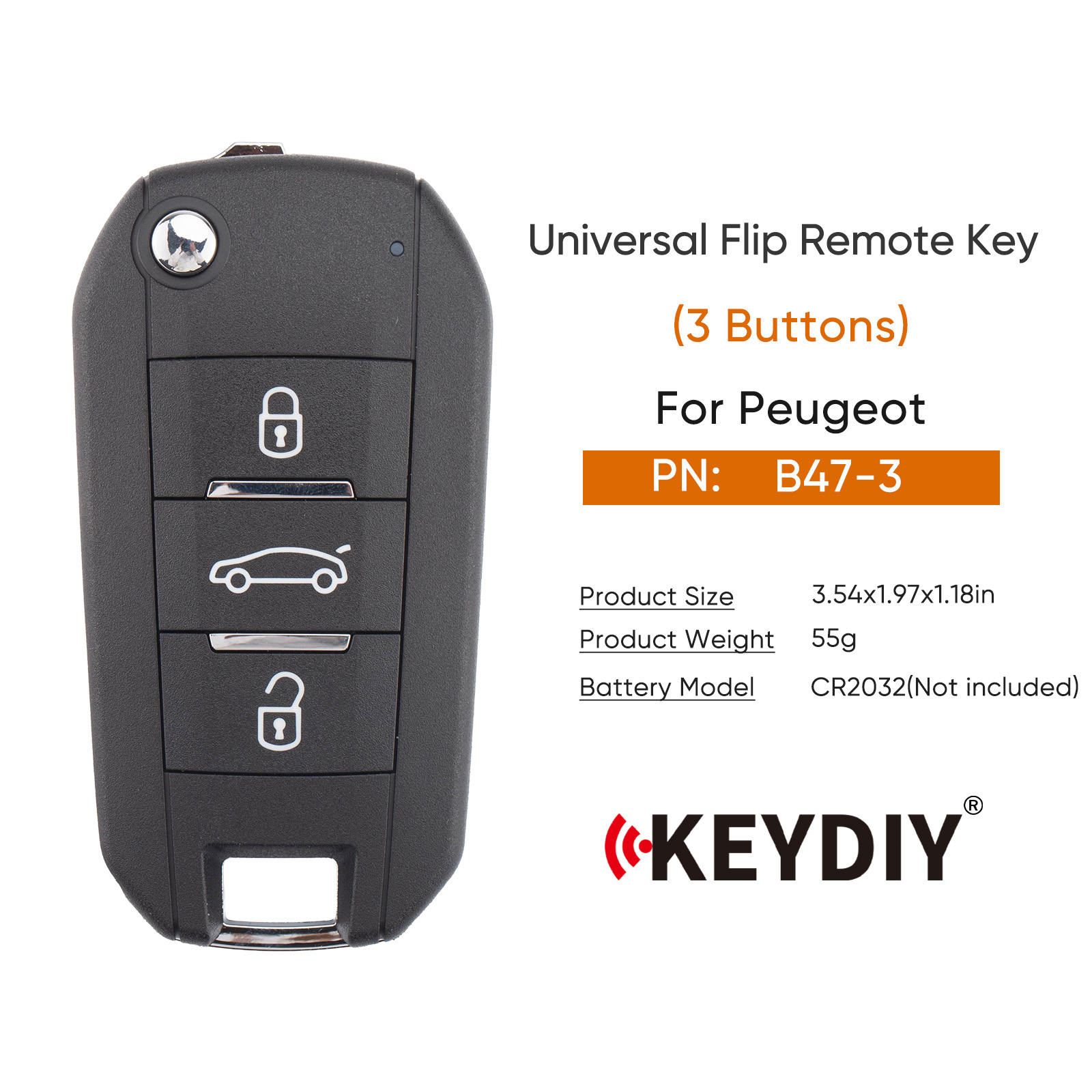 KEYDIY KD B47-3 Flip Remote Key for Peugeot Type 3 Buttons