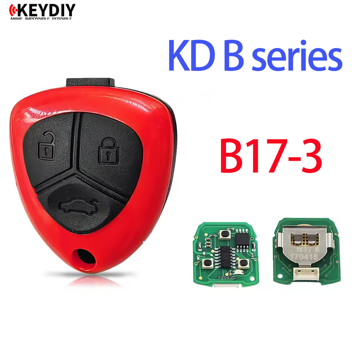 KEYDIY KD B17-3 Bladed Remote for Ferrari Type Red Color 3 Buttons