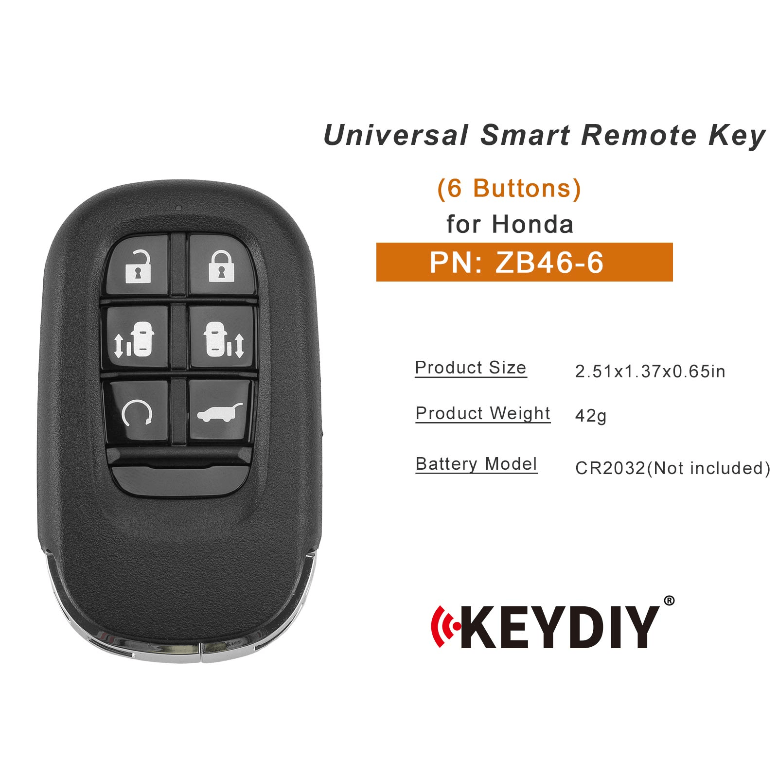 KEYDIY KD ZB46-6 Smart Remote Key for Honda Type 6 Buttons