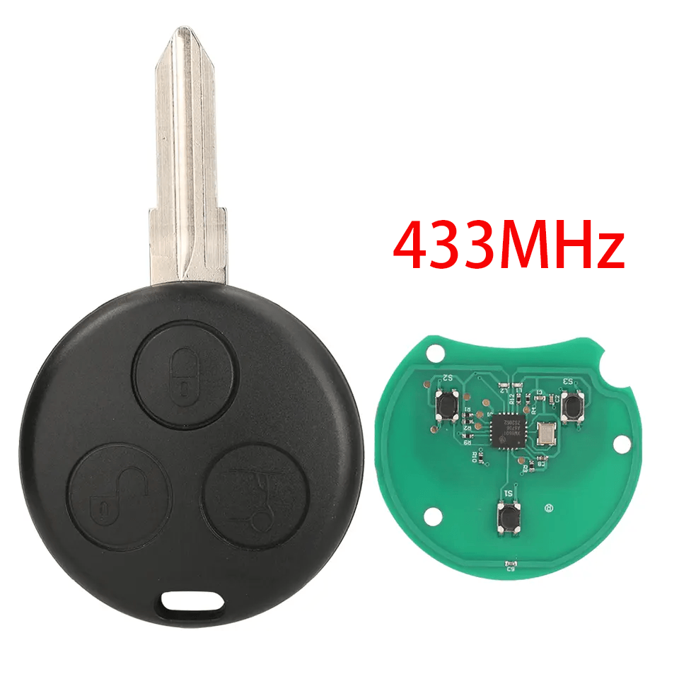3 Buttons Straight Remote Car Key Fob 433MHz For Mercedes-Benz Smart