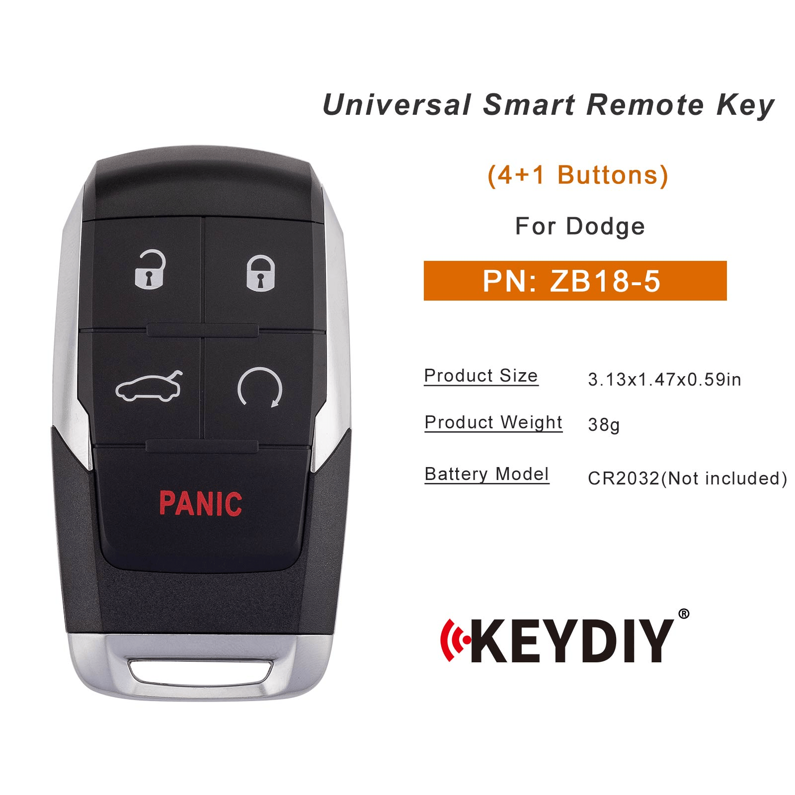 KEYDIY KD ZB18-5 Smart Remote Key for Dodge Ram Type 4+1 Buttons