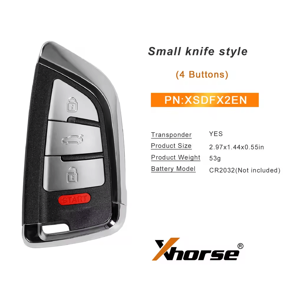 Xhorse XSDFX2EN Small Knife Style 4 Buttons XS Series Universal Smart Key
