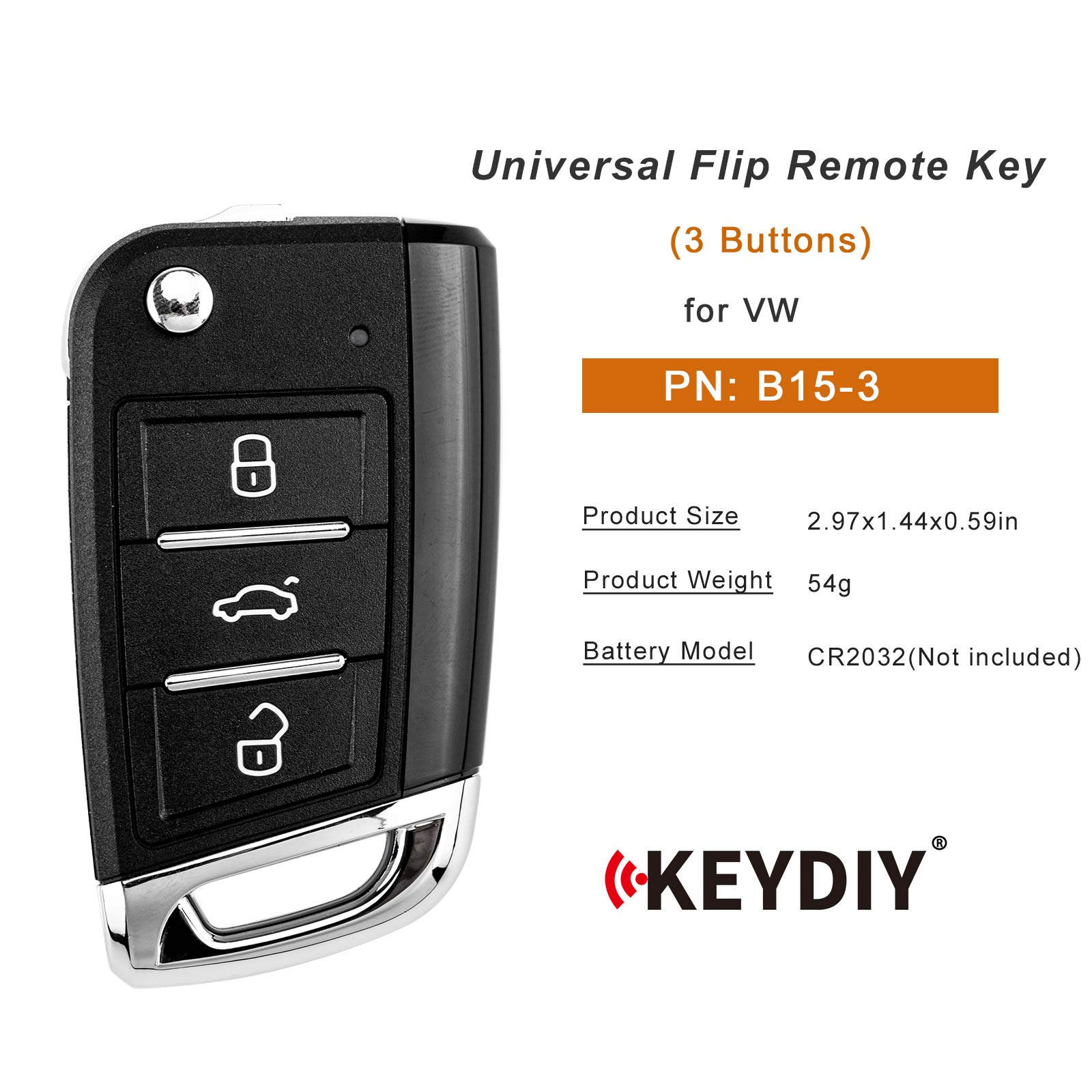 KEYDIY KD B15-3 Flip Remote Key for VW MQB Type 3 Buttons