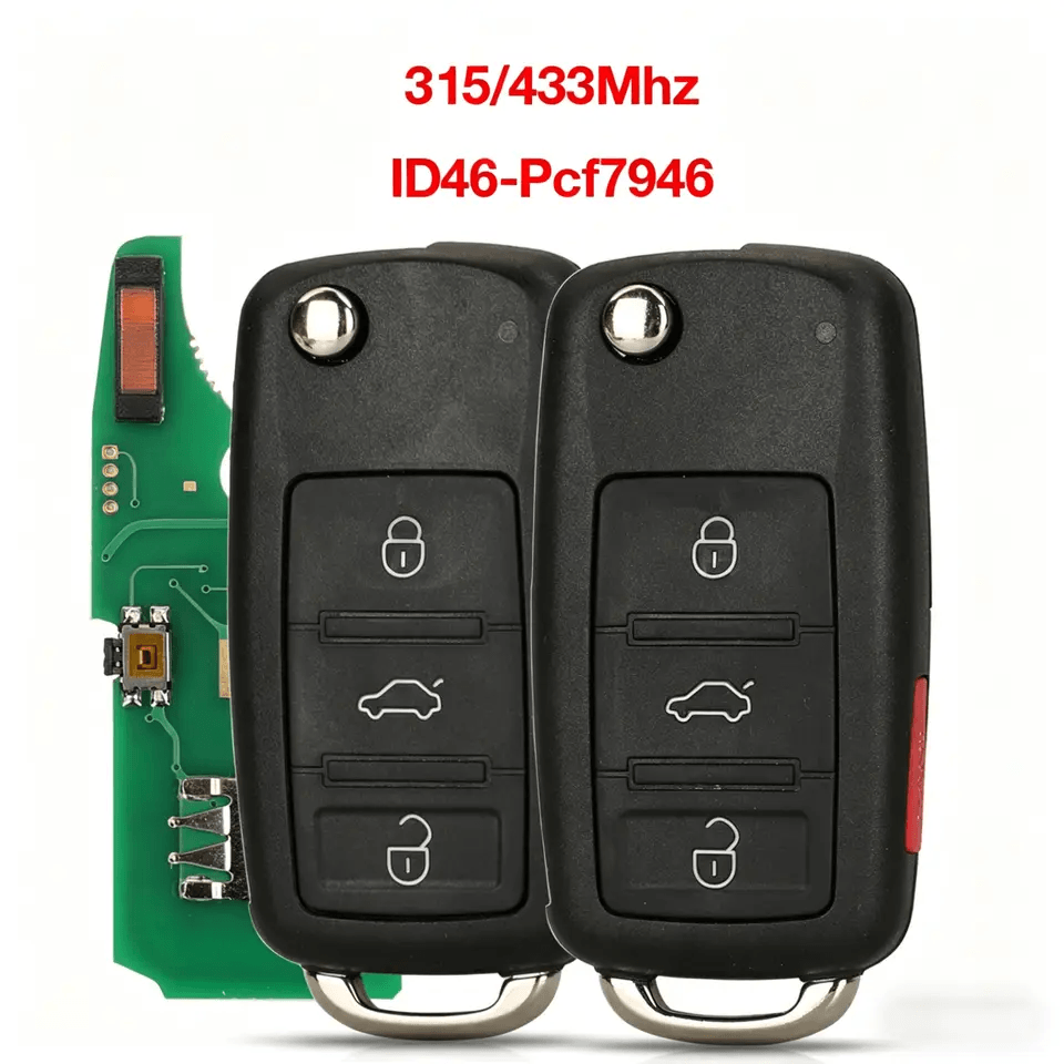 3/4 Buttons Semi Smart Car Remote Key 315MHz 433MHz 3D0959753AK For Volkswagen Touareg