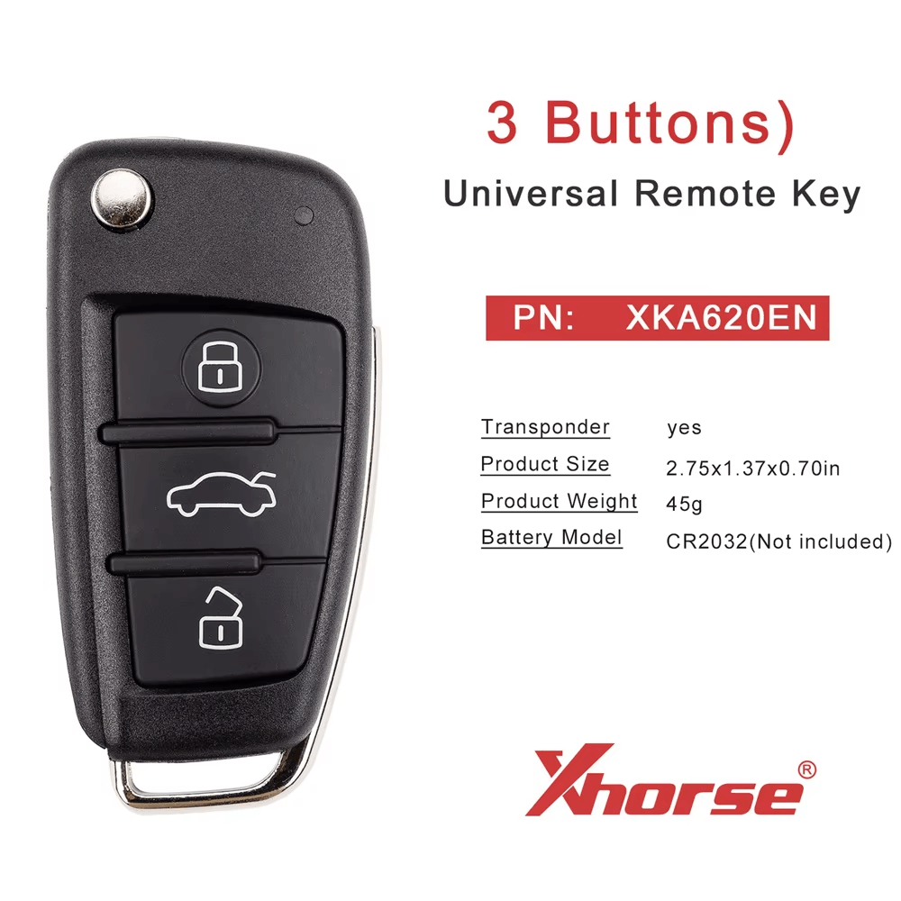 Xhorse XKA620EN VVDI2 Universal Wire Remote Key 3 Buttons For Audi A6L Q7 Type