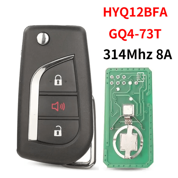 3 Buttons Flip Remote Car Key Fob 314MHz 8A Transponder Chip FCC HYQ12BFA GQ4-73T For Toyota