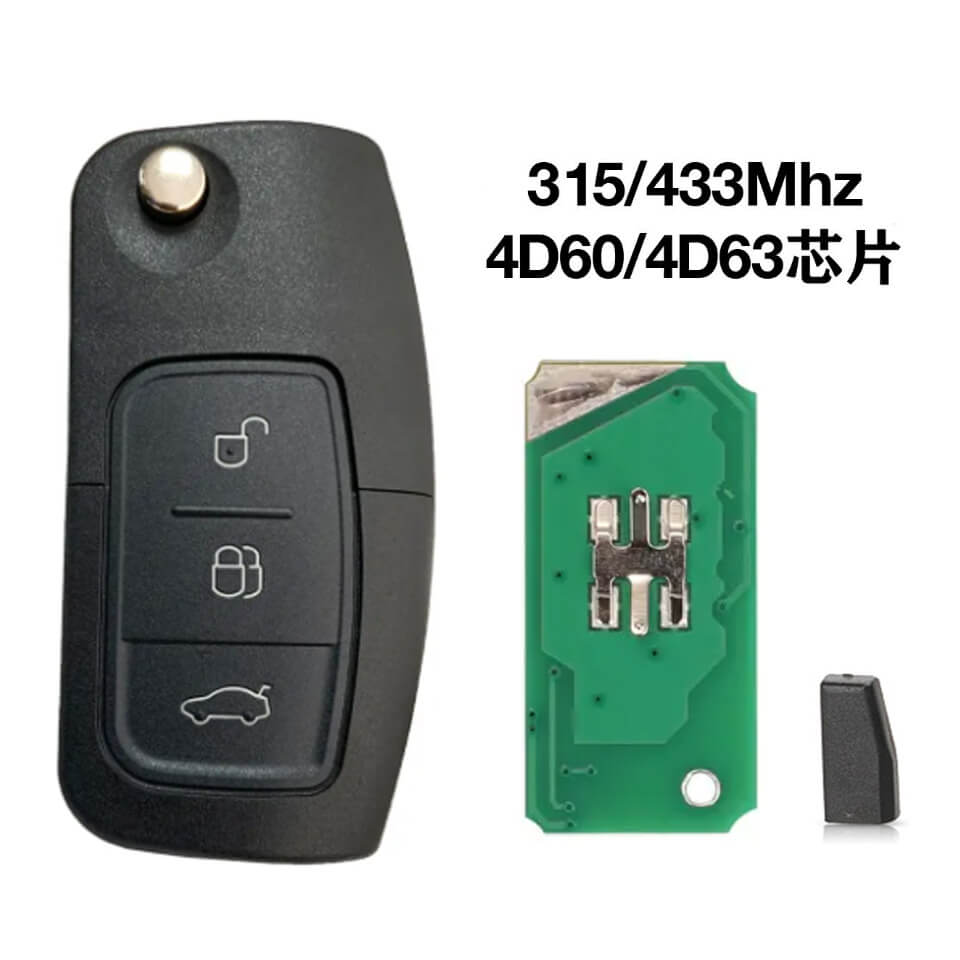 3 Button Flip Remote Car Key 315/433MHz ID60/ID63 Chip For Ford