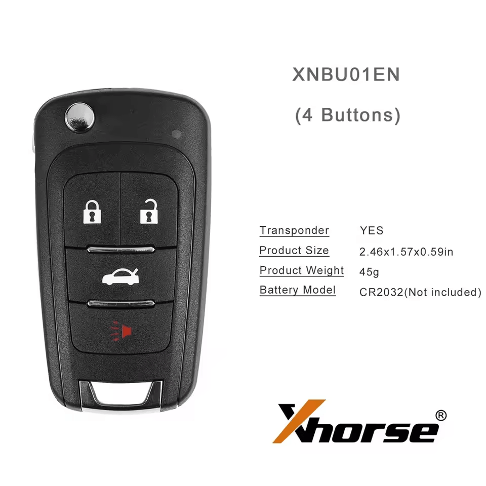 Xhorse XNBU01EN WIRELESS VVDI for Buick FLIP Key Type Universal Remote Key 4 Buttons