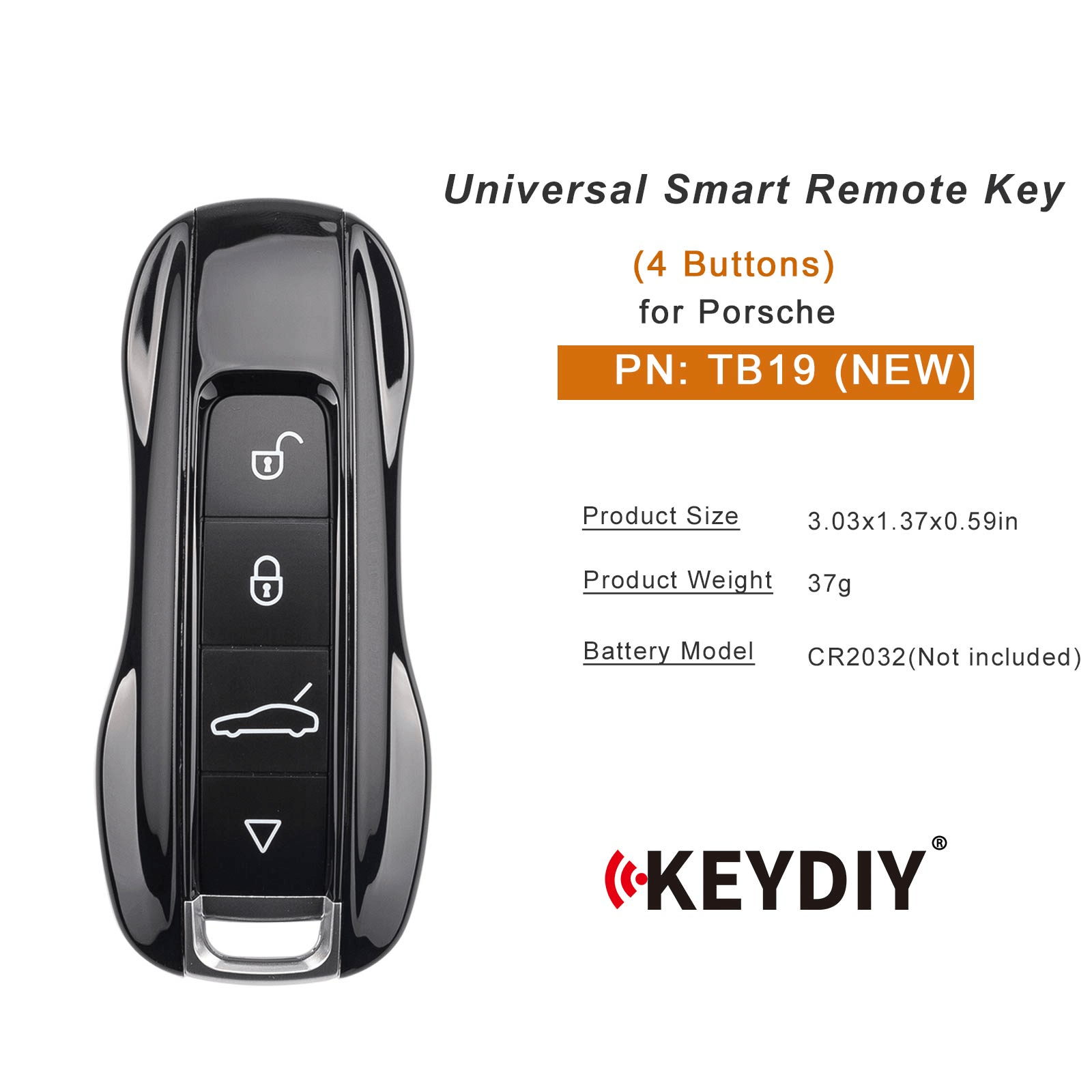 (NEW) KEYDIY KD TB19 Smart Remote Key for Porsche Type 3 Buttons