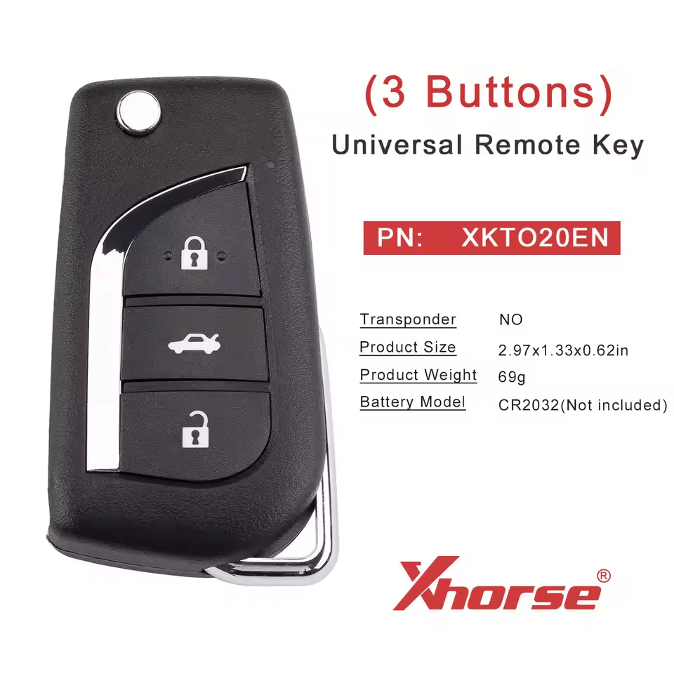 Xhorse XKTO20EN 2nd Generation for Toyota Type Wire Remote Key 3 Buttons
