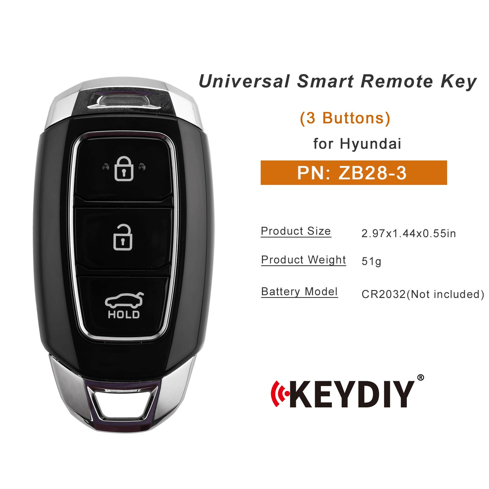 KEYDIY KD ZB28-3 Smart Remote Key for Hyundai Type 3 Buttons